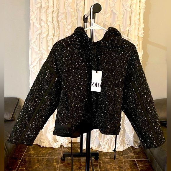 Zara Glitzer Oversized Jacket Black Size XS - Picture 4 of 12